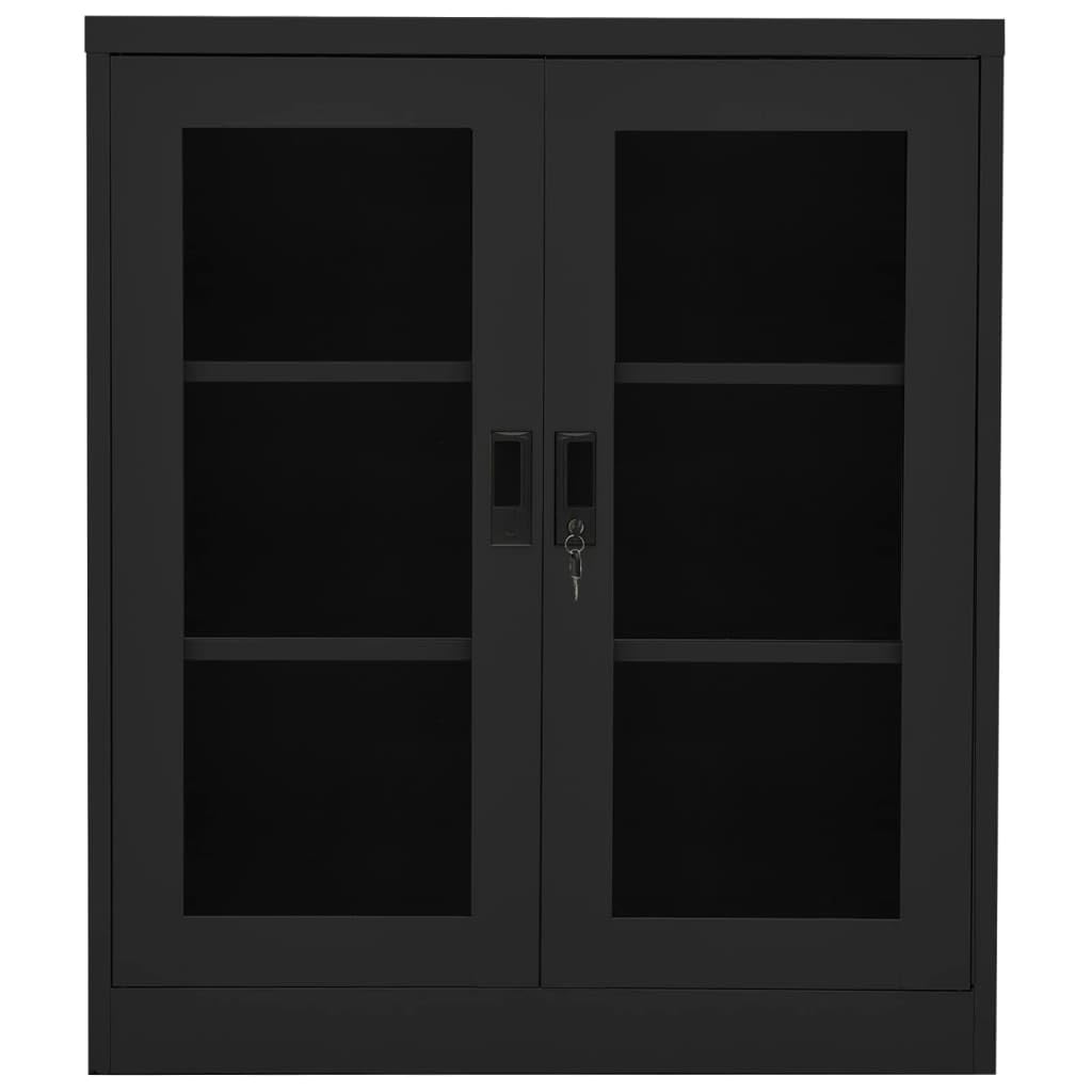 Armadio da ufficio, armadietto da ufficio, con serratura, armadietto in metallo, adatto per ufficio, archivio, scuola, gestione, antracite, 90 x 40 x 105 cm, acciaio