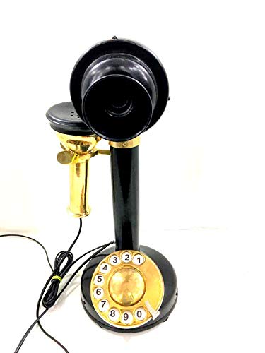Robin-Exports-Polished-Phone-Retro-Desk-Telephone-Classy-Old-Design-Rotary-Dial-Candlestick-Black