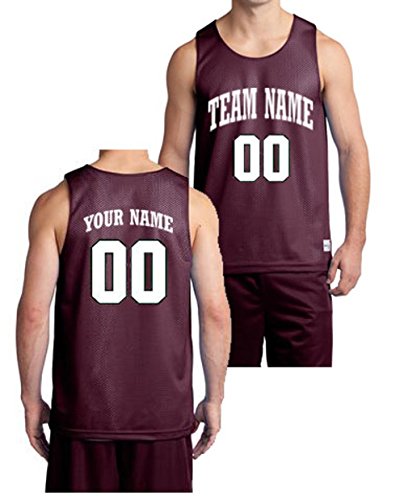Custom Basketball Jersey - Front and Back (Maroon, X-Large - 1 Side Only)