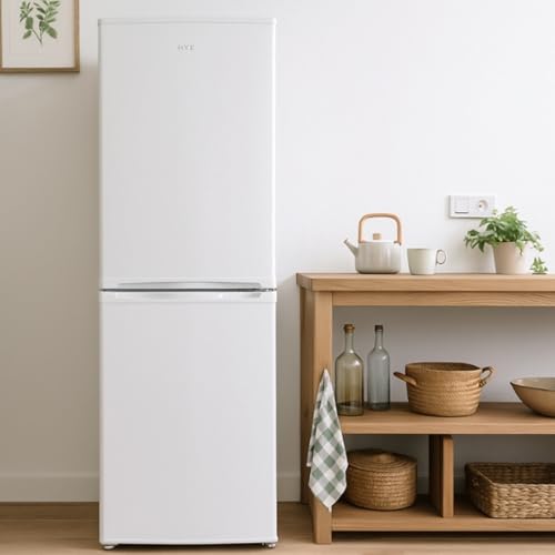 HYE Fridge Freezer - Small 50/50 Freestanding Fridge Freezer, 144cm Height, 48cm Width, 142 Litre Capacity, Suitable For Apartments & Couples, Compact Design For Small Kitchens, White - Image 6