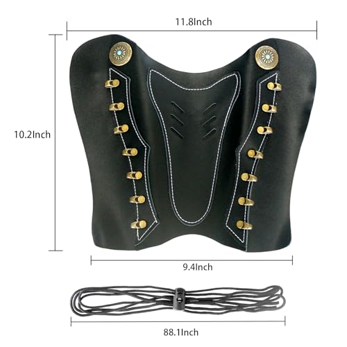 Luoyer Archery Arm Guard with Adjustable Strap Traditional Armguard Forearm Protector Medieval Arm Bracer PU Leather Protective Archery Gear for Recurve Bow Longbow Men/Women (Black)