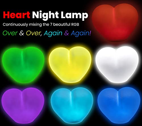 Elysian Vibes Portable Night Light For Kids Room. Battery Night Light Led Heart Shaped - 7 Rgb Color Changing Lamp. Cute Led Heart Light Is A Great Gift Idea For Boys, Girls, Toddlers #TOP1