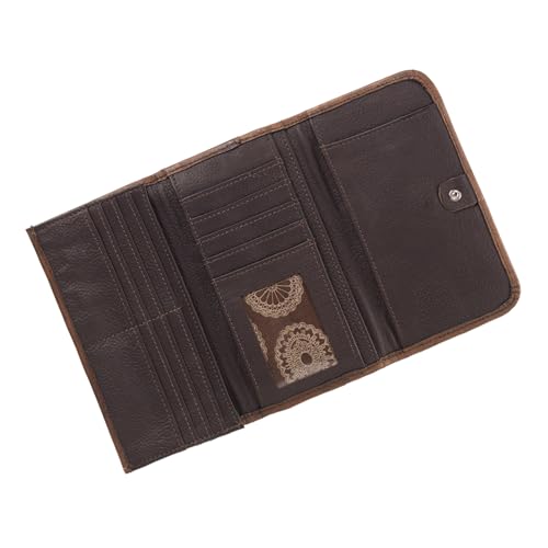 American West Women's Tri-Fold Sacred Bird Feather Wallet Distressed Brown One Size4