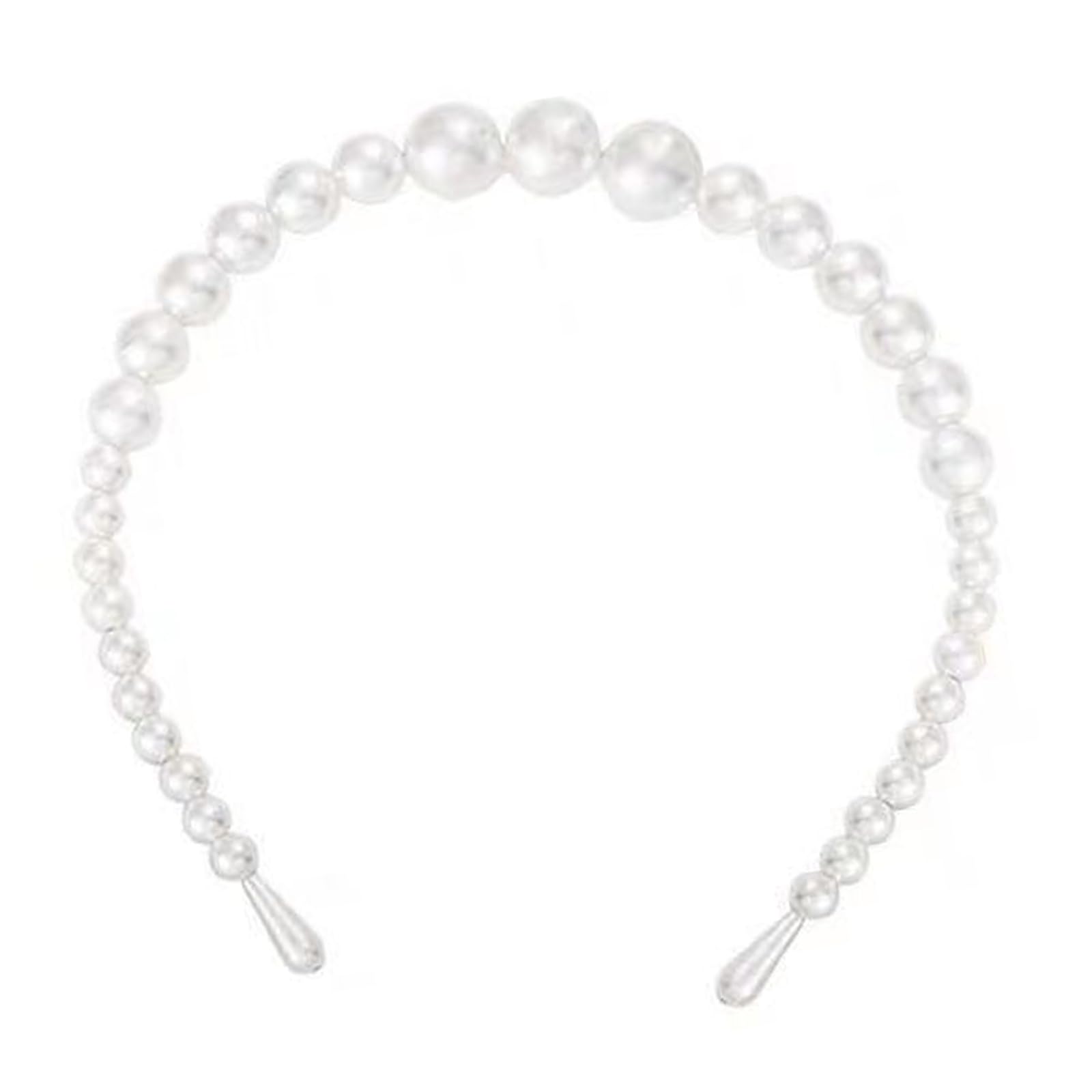 MICFENY Korean Styles Acrylic Rhinestones Hairband With Faux Pearls Decoration Secure Grip Lightweight For Prom Event