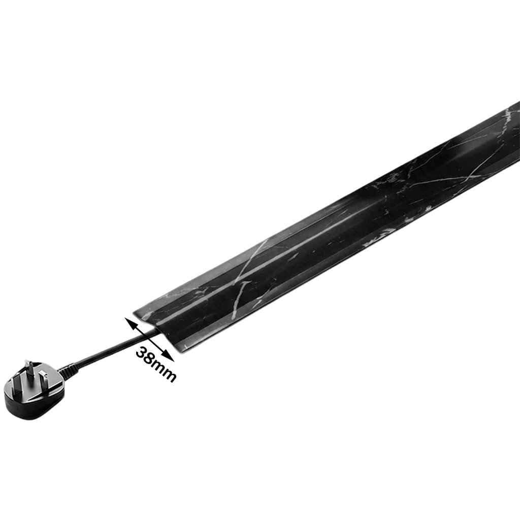 Cubrecables Sin Taladro con Textura De Mármol，Cubrecables De Suelo De PVC Blando para Oficinas Y Gimnasios，Autoadhesivo/Fácil De Desenrollar(White B,10M)