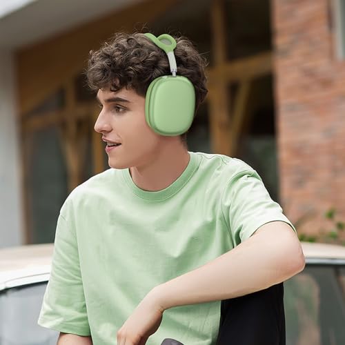 Image of Tobfit Silicone Case Cover for AirPods Max Headphones, Soft Clear TPU Anti-Scratch Ear Pad /Ear Cups /Headband Cover for AirPods Max, Sweat-Proof Transparent Protector Accessories,Green