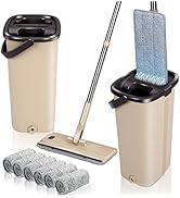 【色:ブラウン】Mast フロアモップ バケツ付き フローリングモップ 楽天市場】モップ フロアモップ 専用バケツ付き 手洗い不要 腰曲げず