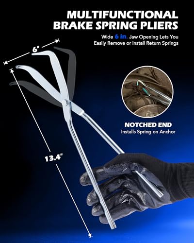 Image of Orion Motor Tech 10-Piece Drum Brake Tool Set, Drum Brake Adjustment Tool Kit with Brake Spring Adjusting Spoons Brake Spring Pliers Compressor Remover, Heavy-Duty Drum Brake Spring Tools with Case