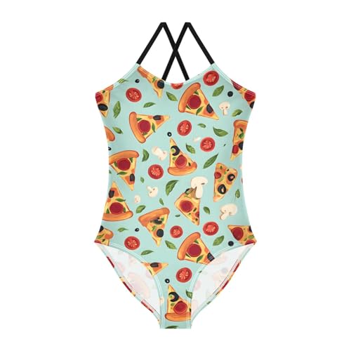 Pizza Mushroom Tomato Girls One Piece Swimsuits Summer Quick Dry Beach Bathing Suit
