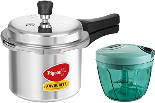 Favourite Induction Base Aluminium Pressure Cooker with Outer Lid, 3 Litres & Large Handy and Compact Chopper, (650 ml) with 3 blades , (14298)