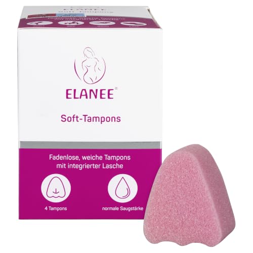 ELANEE Soft-Tampons normal, 4 Stück, fadenlos für Sport & Schwimmen