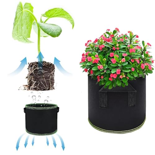 Bolsas de cultivo de 12 litros de tela no tejida transpirable con asas para huerto urbano 7