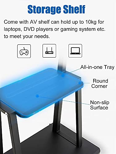 Soporte negro moderno para TV con ruedas y 2 estantes miniatura 3