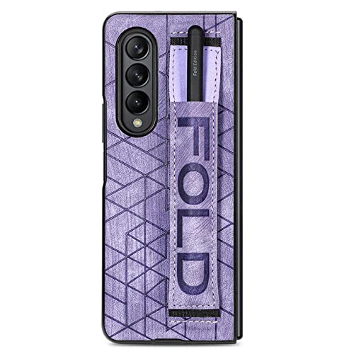 Étui en cuir violet pliable compatible Samsung Z Fold 4 5G et Galaxy Z Fold 3