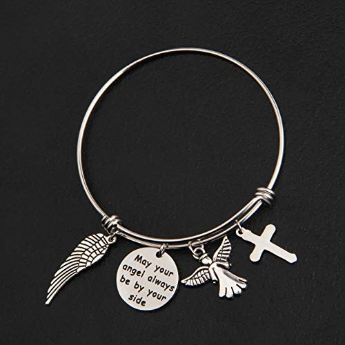 Lywjyb Birdgot Memorial Gift Memorial Bracelet May Your Angel Always By Your Side Guardian Angel Bracelet Thinking of You Gift Remembrance Gift Loss of A Loved One Sympathy Gift (Angel By Your Side) - Image 4