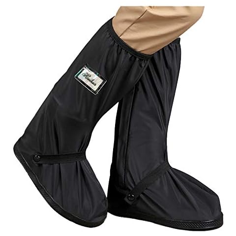 HLKZONE Waterproof Rain Boot Shoes Covers Foldable Reusable Slip Resistant Overshoes with Reflector for Women & Men, XL, Black Cover