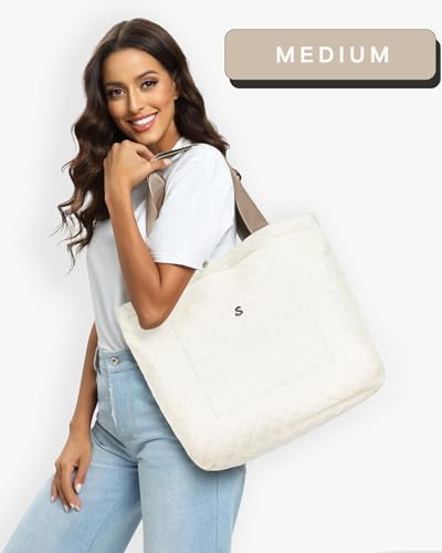 Image of SATINSAINT Large Tote Travel Bag for Women, Lightweight Quilted Carry-All Shoppers Tote for Travel, Work, Gym and Casual Use