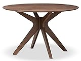 Baxton Studio Monte Round Dining Table in Walnut Brown