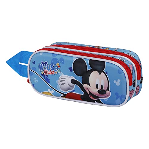 Disney Mickey Mouse House, Estuche Portatodo 3D Doble, Azul