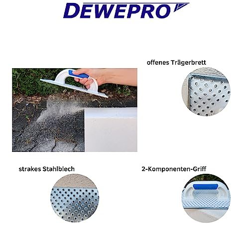 DEWEPRO® WDVS und Porenbeton Schleifbrett Raspelbrett - Reibebrett mit verzinktem Stahlblech-Raspelbelag - 270x130mm - Egalisierungsbrett - Handschleifer