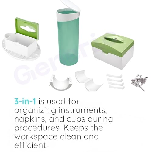 Image of Dental 3 in 1 Utility tray with Dispenser Water Cup Holder, Tissue Box & Utility Tray for Dental Implant of dental chair parts (Pack of 1 / Green)
