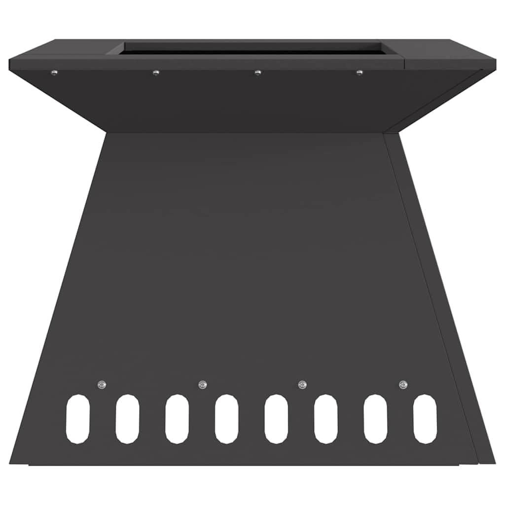 Brasero de acero negro 48 x 48 x 40 cm cuadrado con ventilación abierta para madera en jardín, terraza, balcón como fuente de calor