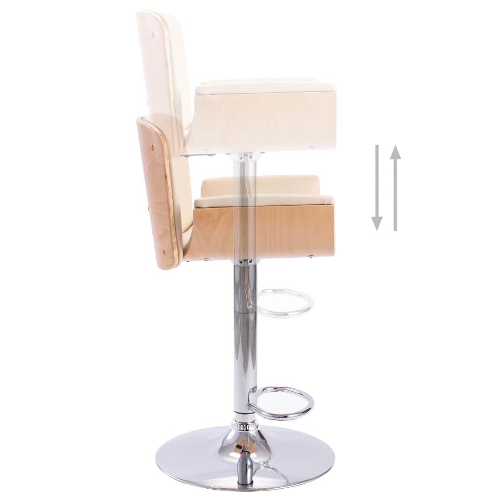 Taburete de bar de piel sintética con muelle de gas, altura regulable, estructura metálica, reposapiés, respaldo ergonómico, 51,5 x 49,5 x 89 – 109 cm, para cocina, comedor, bar, salón