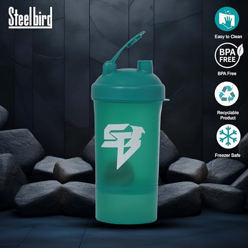Image of Steelbird Smart 500ml: High-Performance Gym Protein Shaker Bottle - Boost Your Workout! (Green)