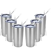Futtumy 6 Pack Stainless Steel Travel Tumblers, 20 Oz Tumbler with 12 Lids, Insulated Coffee Tumb...