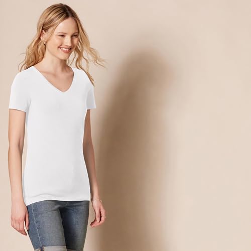 Image of Amazon Essentials Women's Regular-Fit Short-Sleeve V-Neck T-Shirt, Multipacks