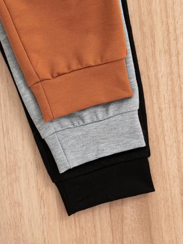 3 Packs Little Boys Elastic Waist Joggers Sweatpants Kids Pull-On Active Athletic Pants4