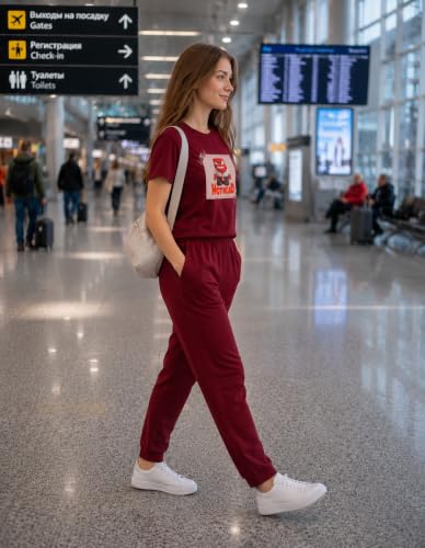 Image of ELVIA Women's Pure Cotton Top and Pyjama Co-Ord Set | Hot Head Graphic Printed Night Suit | Regular Fit Half Sleeve Round Neck T-Shirt with Pajama Loungewear Sleepwear Set for Women