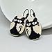 Handmade Cross-Stitch Embroidered Cat Earrings, Black and White