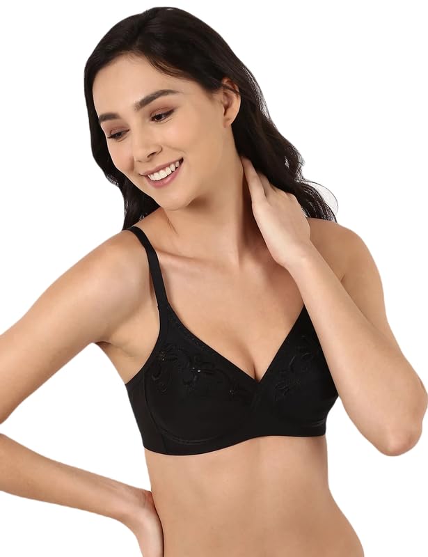 Image of Marks & Spencer Womens Cotton Blend Non Padded Non Wired Cross Over Embroidered Bra