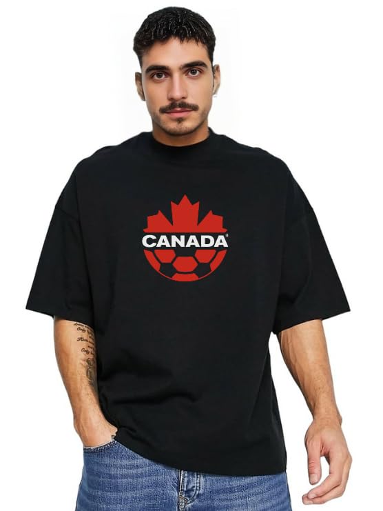 MakeitBharatOversized Pure Cotton Black T Shirt - Canada Round