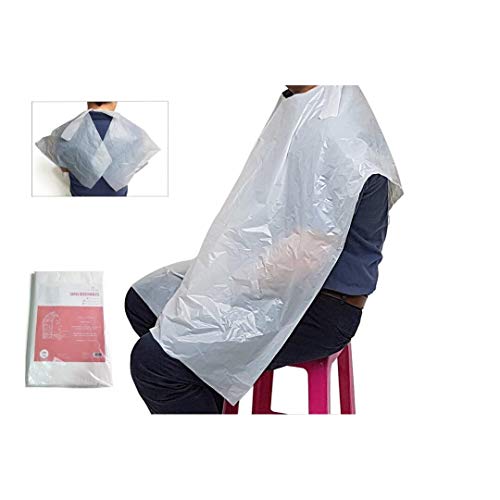 100 unidades Capas Desechables Para Tintes en Bolsas85*110cm Capa de Peluquería Desechable Transparente a prueba de agua para Peluquería (Blanco)