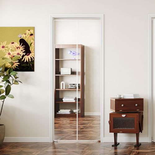 Image of Bifold Door for 30 inchx80 inch Opening, Preassembled Aluminum Alloy Mirrored Folding Door with Hardware Kit Included, Interior Bi fold Barn Door for Bedroom & Closet, White