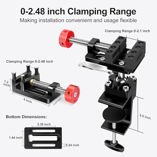 Image of ArtyMaster 360 Rotating Mini Bench Vise with Quick-Release Ratchet Wrench, 2.48 inch General-Purpose Table Vise for Woodworking, Metalworking, Modeling, Mini Vice Clamp for Small Projects WT104C