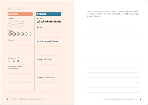 Image of Mental Health Journal: Daily Check-In: 70 Days of Reflection Space to Track Your Moods, Intentions, and Well-Being