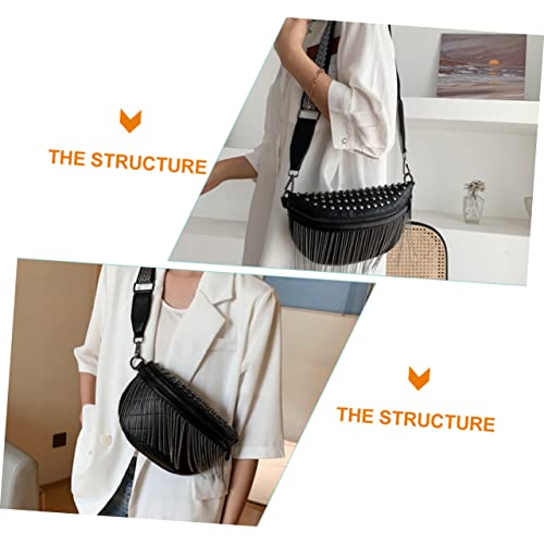 Women Rivet Studded Bag Lightweight Phone Pouch Stylish Tassel Shoulder Purse for Daily Use Capacity for Cards Cash and Essentials for Students and Outdoor Activities4