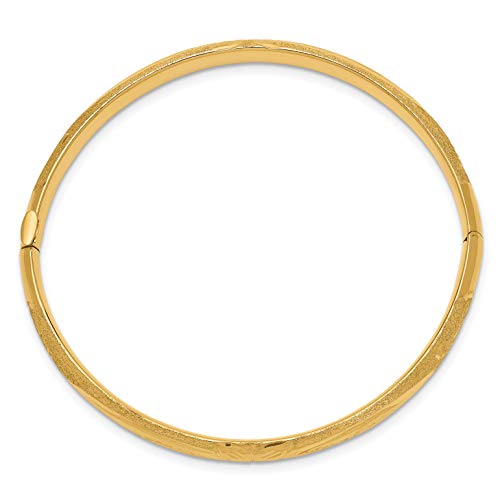 IceCarats 14K Solid Yellow Gold Florentine Hinged Bangle Bracelet3