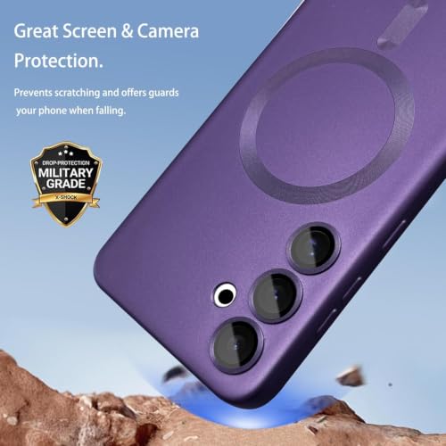 Image of DIZORO Samsung A35 Case, Compatible with Mag Safe Back Cover, Matte Luxury Metallic Luster Flexible TPU Wireless Charging Shockproof Case with Camera Protector (Metallic Silver)