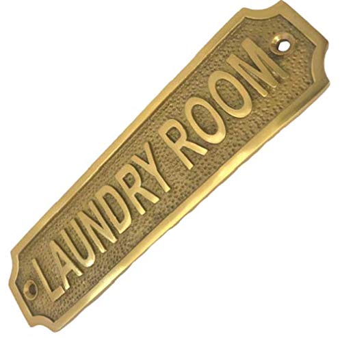 Laundry Room Sign Antique Chic Vintage/Retro Style Brass Plaque Kitchen Utility Room With Screws