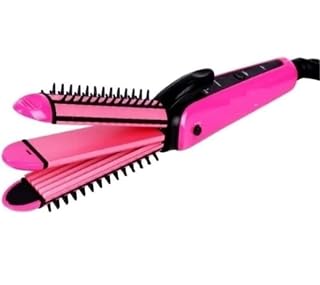 Professional Hair Styler 3in1 Straightener,Crimper, And Curler Pink colour pack of 1