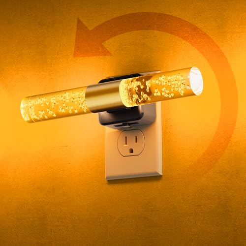 Image of L LOHAS LED Amber Night Light, Bubble Acrylic Night Lights Plug into Wall, 180 Rotating Nightlights, Yellow Nightlights Dimmable, Light Sensor, Sleep Light for Kids Bedroom Bathroom Hallway, 1-Pack
