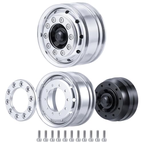 AXspeed Metall Vorderseite Felgen, 2 Stück Lager Radnaben für 1:14 Tamiya Anhänger Traktor Auto Zubehör (Silber)