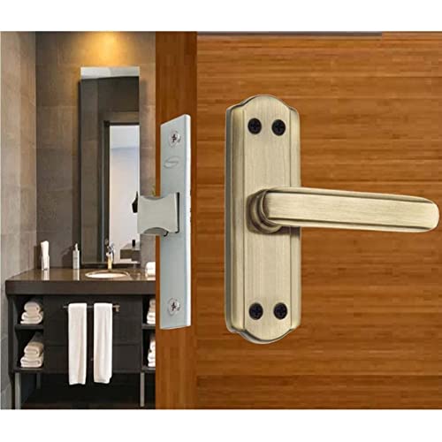 Image of Onjecx Steel Premium Range Bathroom Door Lock Mortise Door Handle with Baby Latch Lock Antique Brass Finish Keyless Bathroom Lock Pack of 1 Set (BL+ S05BAB)