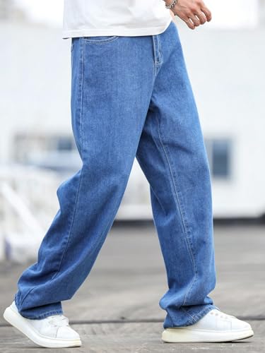Image of KOTTY Men's Loose Fit Baggy Jeans - Relaxed Wide Leg Denim with Fashionable Urban Streetwear Look