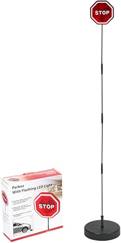 Reswish Señal de parada de estacionamiento con luz LED, señal de parada de advertencia intermitente para estacionamiento, asistente de