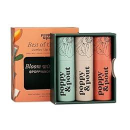 Jumbo Lip Balm Gift Set (3-Pack, Top Flavors) | Poppy & Pout All Natural Lip Balms & Moisturizers | Hydrates with Beeswax, Vitamin E, Organic Coconut Oil | Cruelty-Free | Recyclable Cardboard Tube